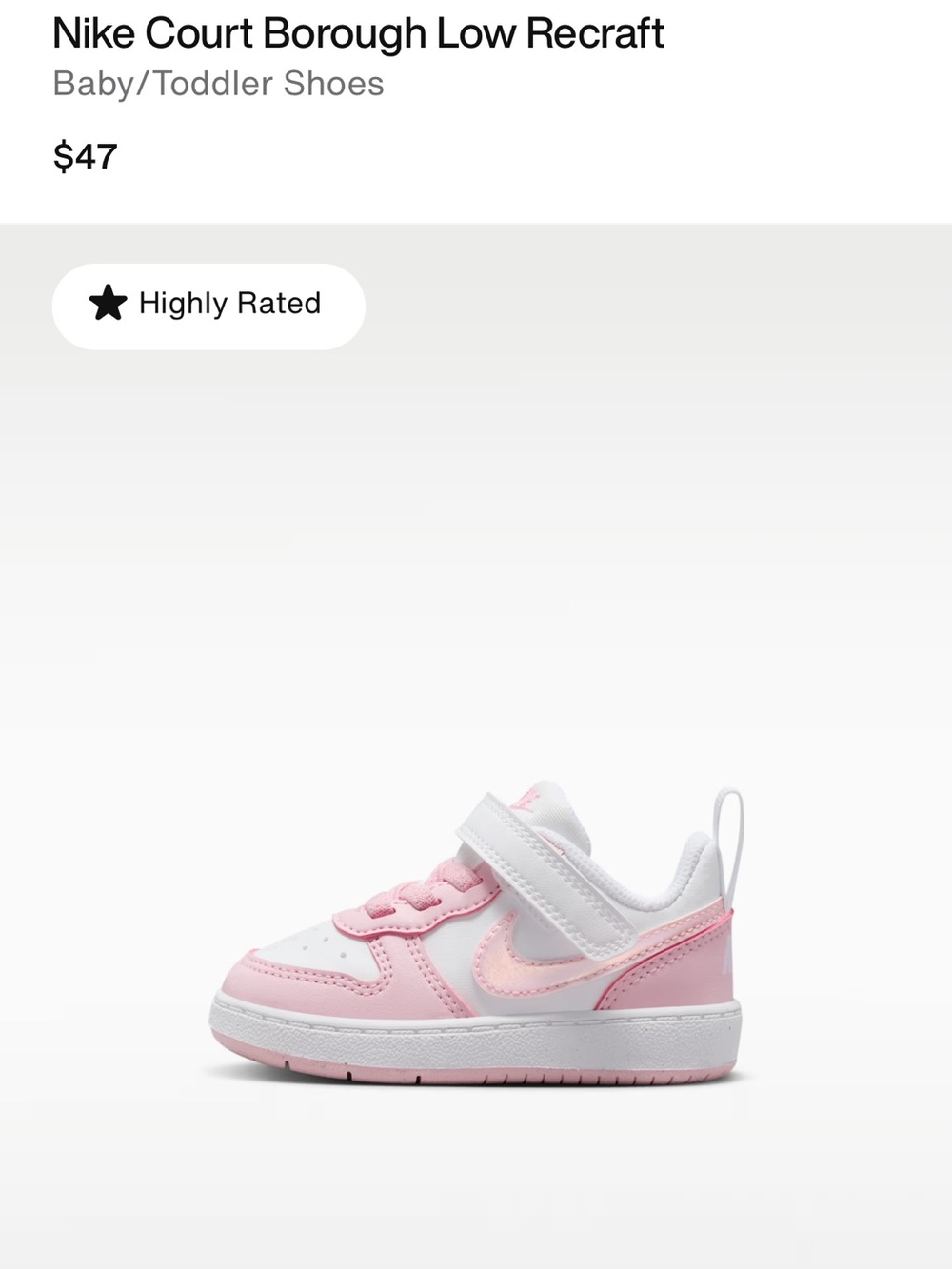 Nike Court Borough Low Recraft Toddler Shoes - White & Pink - Toddler Size 10C